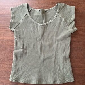 Forever 21 Olive Ribbed Short Sleeve Tee
